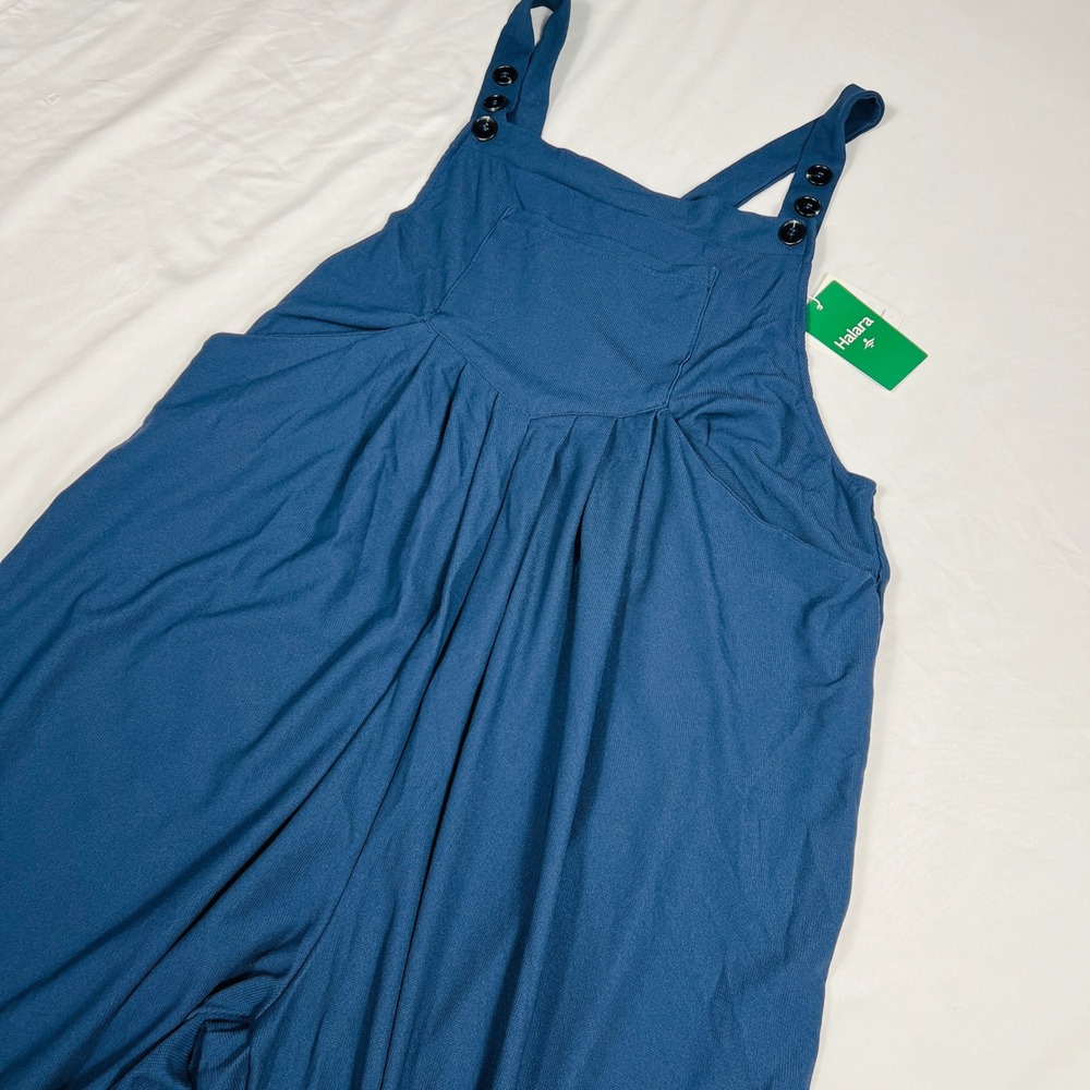 Halara Casual Waffle Jogger Overalls Navy Blue Harem Jumpsuit 1X NWT Pockets